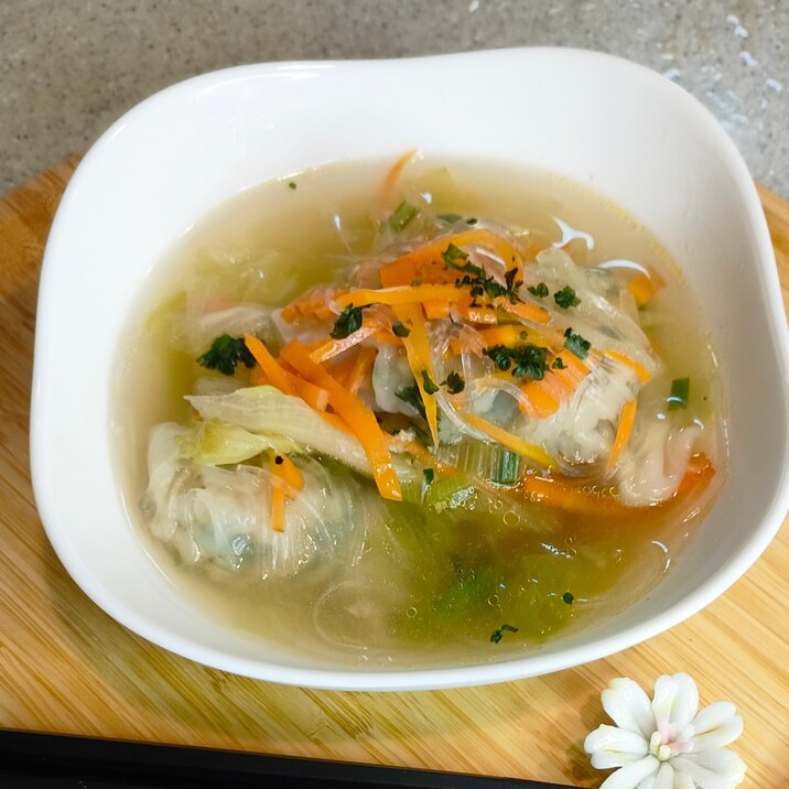 (リメイクレシピ)ニラ餃子のレタススープ